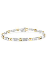 10K Two-Tone Gold Princess Cut Diamond Geo Link Bracelet